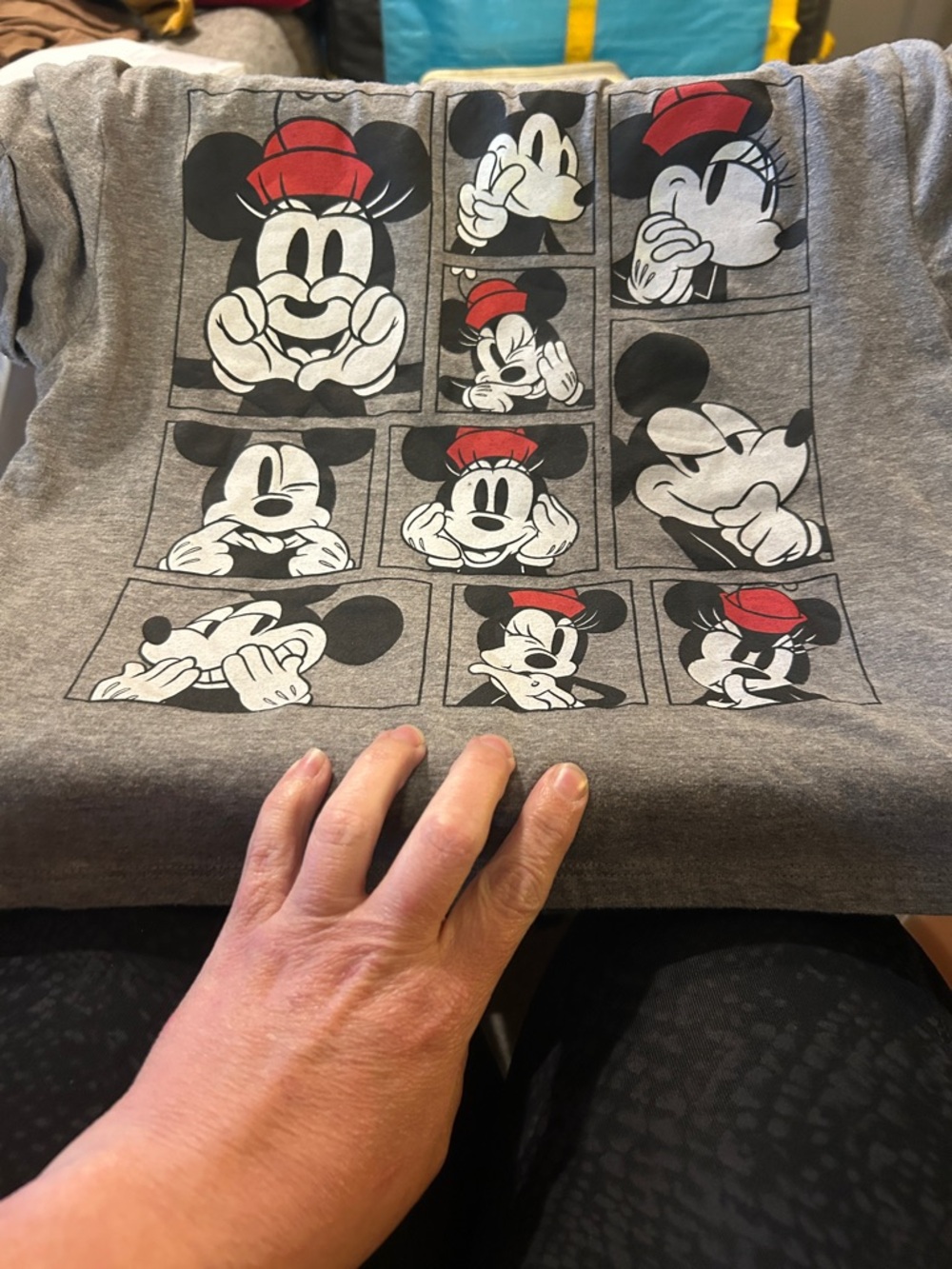 Disney Gray Short Sleeve Tee with Black, White & Red Mickey Panels